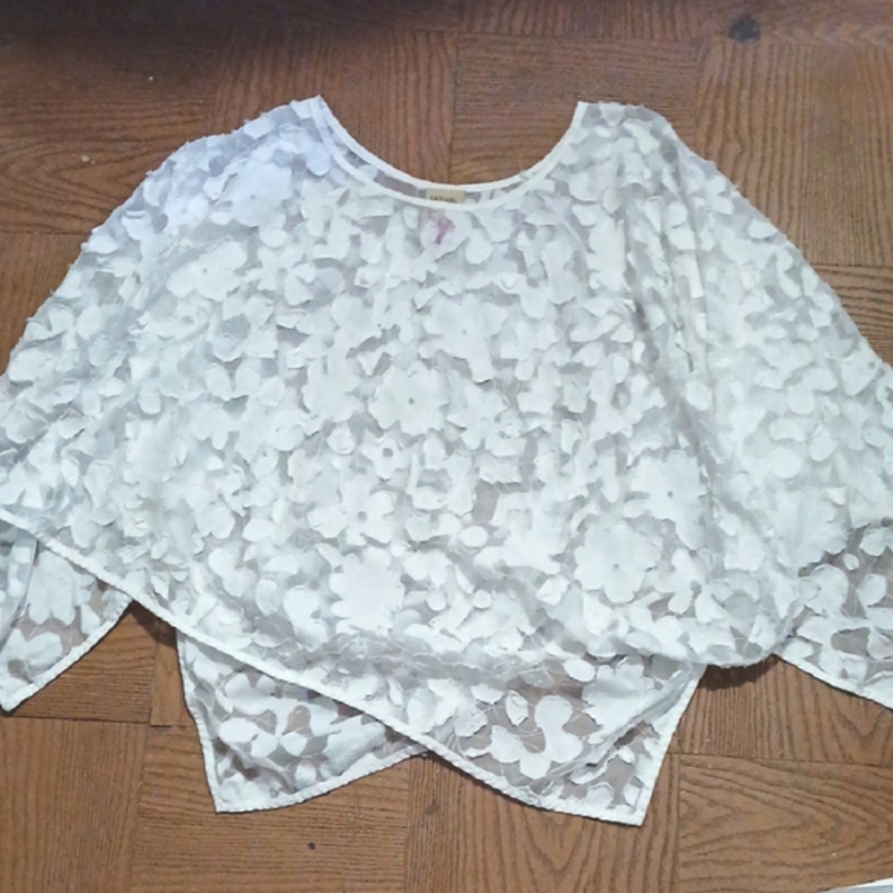 ANTHONY Womens One Size Fit All Semi Sheer Wide Sleeved Pullover Top